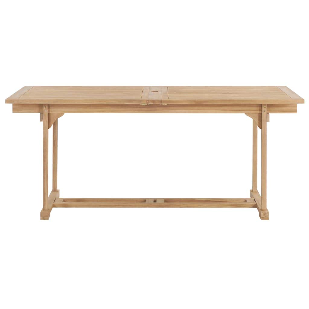 Juego de muebles de jardín de madera maciza de teca, extensible de 180 a 280 cm, para terraza y balcón, resistente a la intemperie, juego de 8 sillas plegables, muebles de jardín para 8 – 10