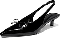 Coutgo Women's Slingback Kitten Heel Pumps - Pointed Toe Bow Tie Low Heel Dress Shoes for Office Work & Casual
