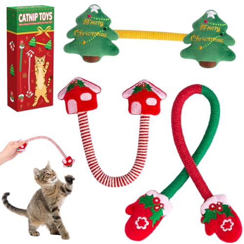 Retro Shaw Cat Chew Ropes with Refillable Natural Catnip Safe Teeth Cleaning Toy for Indoor Kittens and Cats Quiet Interactive Kicker String Toys (17.7Inches)