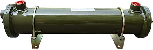 QUELECO Enfriador de aceite de carcasa y tubo de cobre Intercambiador de calor refrigerado por agua con puertos de 34 "para máquina de moldeo por