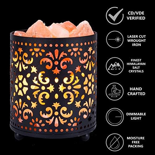 Giggi Salt Lamp, bedside lamp with Dimmer Switch| Metal Basket Himalayan Salt Lamp | Salt Lamps Himalayan | Pink Salt Lamp Table Lamp Crystal Lamp Night Light Rock Salt Lamp for Home Decor Accessories
