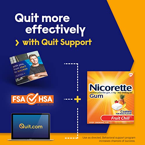 Nicorette 4mg Nicotine Gum to Help Quit Smoking with Behavioral Support Program - Fruit Chill Flavored Stop Smoking Aid, 160 Count - Thumbnail 2