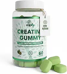 Creatina Gummy Capfy Nutrition 60 Gomas Zero Açúcar Sabor Maçã Verde 100% Pura 3g de Creatina Monohidratada por Dose