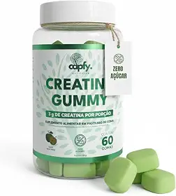 Creatina Gummy Capfy Nutrition 60 Gomas Zero Açúcar Sabor Maçã Verde 100% Pura 3g de Creatina Monohidratada por Dose