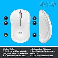 Logitech M220 SILENT Kabellose Maus, 2,4 GHz mit USB-Empfänger, 1000 DPI Optical Tracking, 18 Monate Batterielaufzeit, Für Links- & Rechtshänder, Kompatibel mit PC, Mac, Laptop - Weiß – Ansicht 6