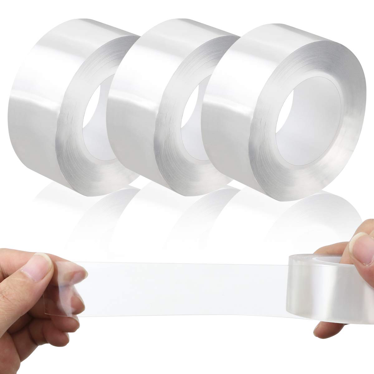 WYKOO 3 Rolls Clear Waterproof Self Adhesive Caulk Tape for Kitchen, Sink, Bathtub, Bathroom, Shower, Toilet, 1.2 Inch Width x 16.4 Feet Length Per Roll: Industrial & Scientific