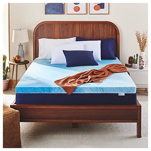 Sleep Innovations 3-inch Gel Memory Foam Mattress Topper, Queen, Blue Swirl