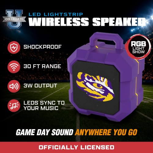 SOAR NCAA Shockbox LED Wireless Bluetooth Speaker, Missouri Tigers - image 6