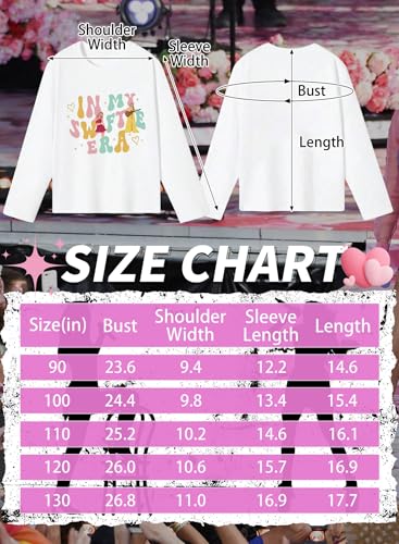 Image of Toddler Girls Letter Print Shirt - Kids Music Concert Long Sleeve Top Cute Casual Graphic Tee Fall Winter Outfits(White,120,1504b)
