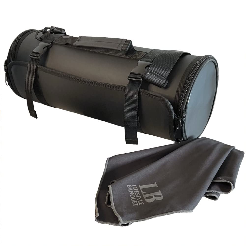 Travel Bartender Tools Bag (Without Tools) Plus Large Microfiber Wine Glass Polishing Cloth (Black)