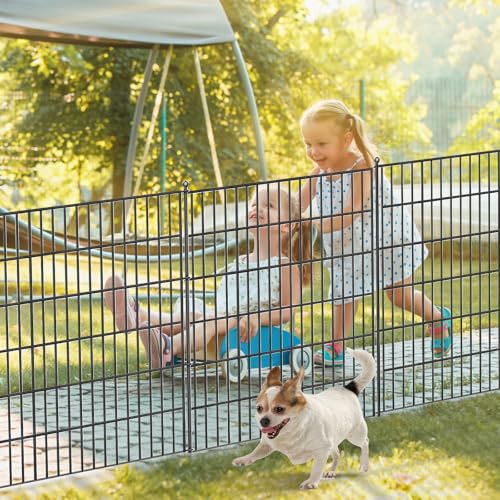 Image of Toolterritary 10 Panels No Dig Garden Fence, 32 in(H) X24.2 ft(L) Metal Fence Panels, Thickened Rustproof Garden Fencing, Animal Barrier Fence for Dogs, Rabbits, and Patio
