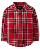 The Children's Place Baby And Toddler Boys Long Sleeve Button Down Shirt,Classic Red Tartan,4T