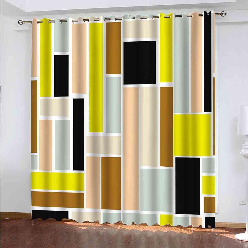 Modern Blackout Curtains with Eyelet 3D Printed Thermal Insulated Window Treatments Fashion Geometric Print Living Room Bedroom Window Drapes 2 Panel Set 72" X 108" (2XW55"xL96")