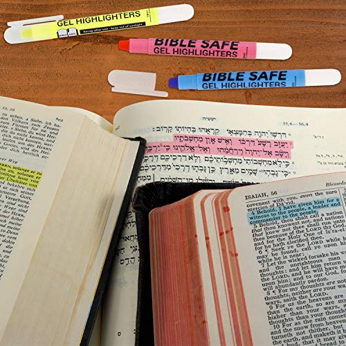 U.s. Office Supply Bible Safe Gel Highlighters, 6 Pack Set - 6 Different Bright Neon Fluorescent Highlight Colors Yellow, Orange, Pink, Purple, Green, Blue - Won't Bleed, Fade Or Smear - Study Guide #TOP4