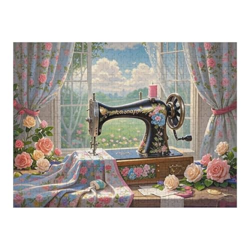 500-Piece Wooden Puzzle – Vintage Sewing Machine with Detailed Design,