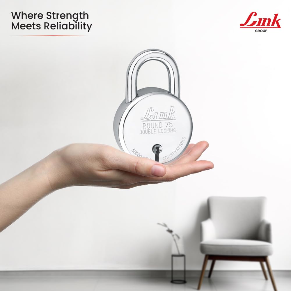 Silver Steel Padlock - 3 Keys, Secure Your Home -6 Silver Steel Padlock - 3 Keys, Secure Your Home -6