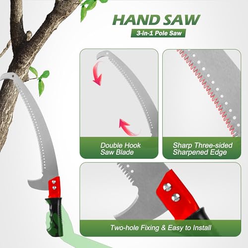 Image of Walensee Pole Saws for Tree Trimming, Extendable Tree Pruner,Manual Branch Timmer with Blade and Scissors High Branches Pruning Fiberglass Pole Pruner and Cutter Garden Tool with Storage Bag 7.2-27FT