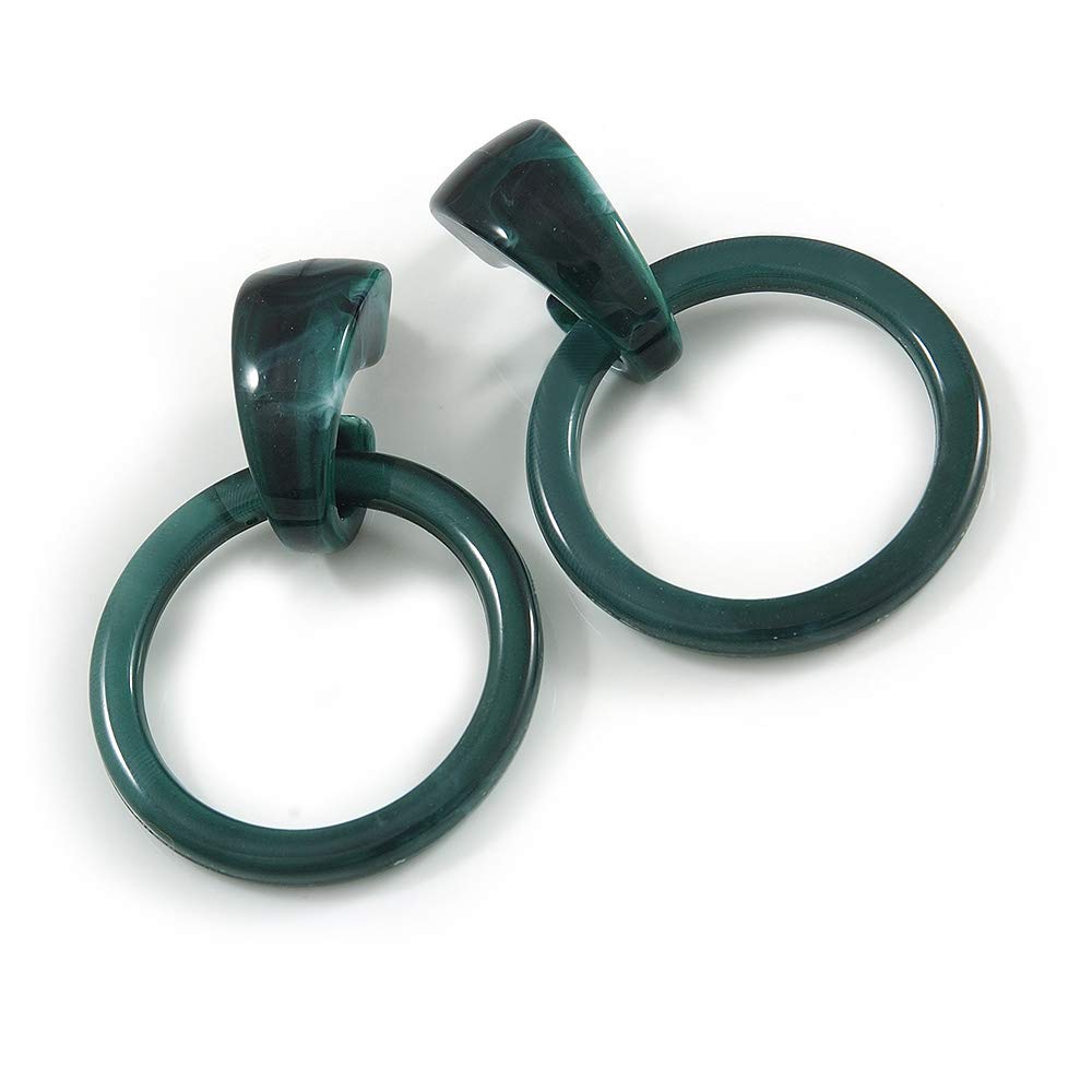 Pendientes de aro de acrílico verde oscuro y negro de 65 mm 8