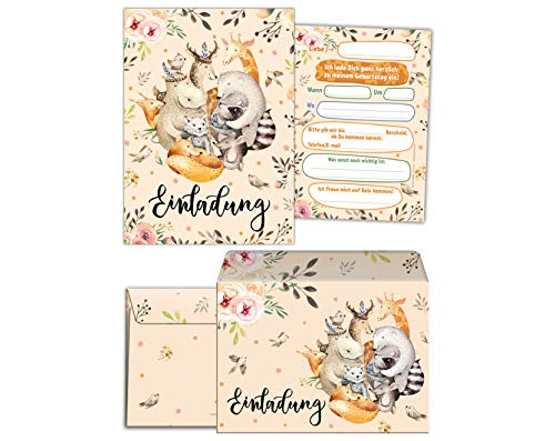 JuNa-Experten Lot de 12 cartes d'invitation pour anniversaire d'enfant fille garçon animaux de la forêt avec 12… - Image 3