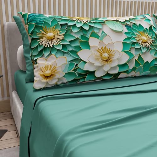 PETTI Artigiani Italiani - Lenzuola in Cotone con Federe in Stampa Digitale, Lenzuola Letto Singolo, Completo Letto Singolo, Floreale 7 Ottanio, 100% Made in Italy