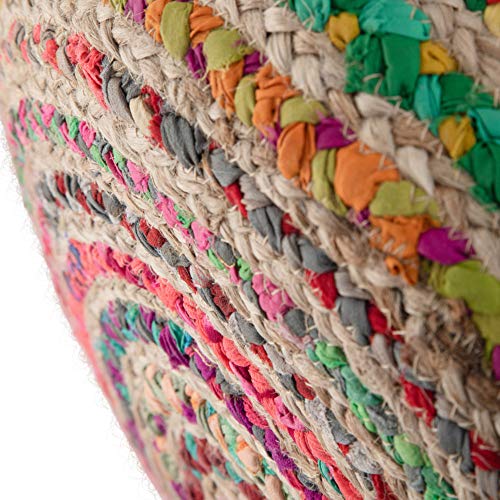 Simplihome Margo Round Pouf, Footstool, Upholstered In Multi Color Hand Braided Jute, For The Living Room, Bedroom And Kids Room, Boho, Contemporary, Modern #TOP5