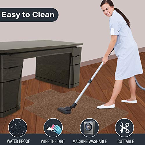 Ecoso Office Chair Mat For Hardwood/ Tile Floor, With Lip, 36"X 48",0.16" Thick, Hard Floor Protector, Anti Slip, Self Adhesive And Eco Friendly, Floor Mat For Office/Home. (Brown) #TOP6
