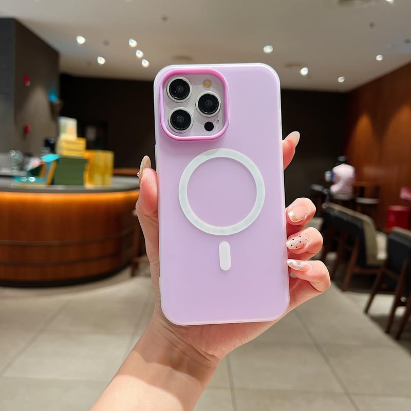 Image of LuxuryKase Magnetic Silicone Candy Case for iPhone 14 Pro | MagSafe Compatible | Slim Protective Case | Lightweight & Flexible | Wireless Charging | Soft Matte Finish - Purple