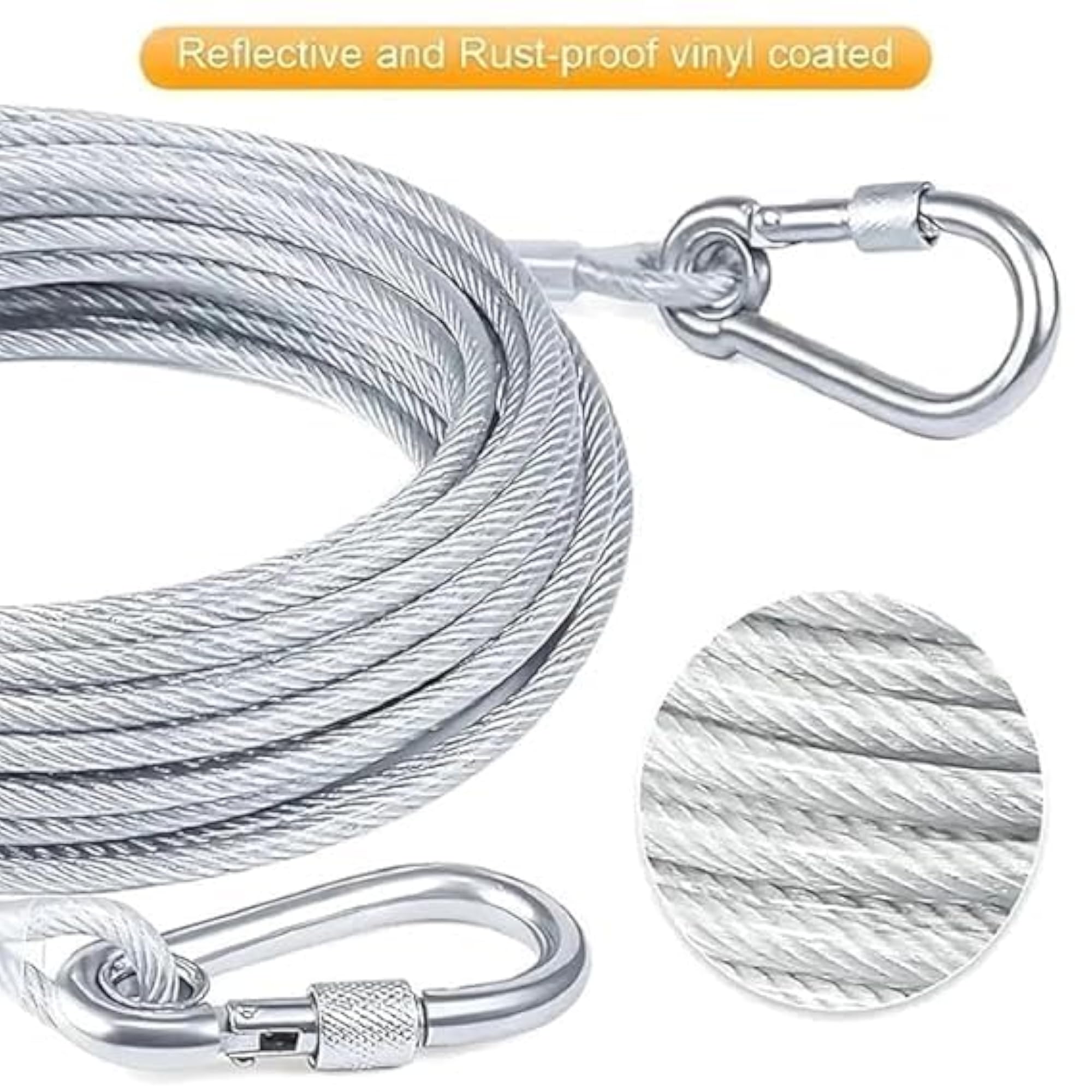 Heavy Duty Clothes Drying Rope, Stainless Steel Rust Resistant with Hooks