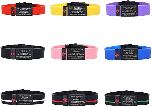 Miniatura 3 de Custom Sport Medical Alert Bracelet for Men Personalized SOS Safety Silicone Wristband Medic ID Bracelets for Runners