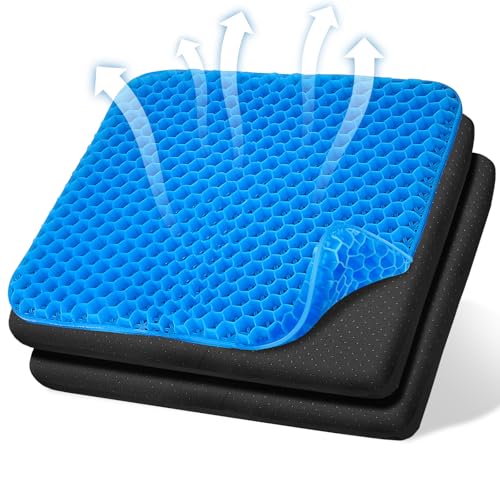 DmTown Gel Seat Cushion for Long Sitting, Gel Cushion for Wheelchair Soft, Cooling Chair Cushion More Comfortable, Car Seat Cushion Breathable for Office Chair
