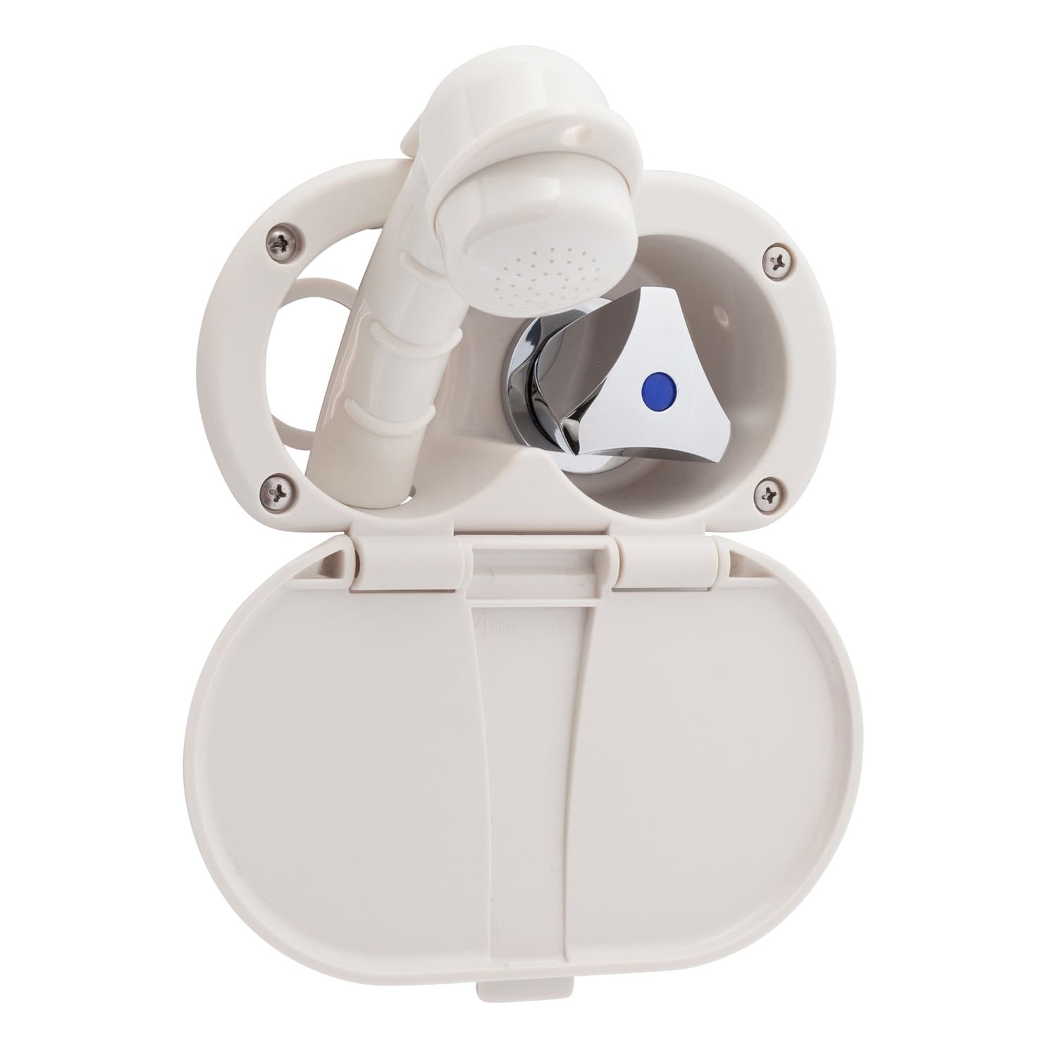 Ambassador Marine Trinidad- Transom Shower (Cold Only), Warm White Cup & Lid, Small Warm White Sprayer, 10' White Rubber Hose, Chrome Trinidad Handle - 136-0207-WH-W