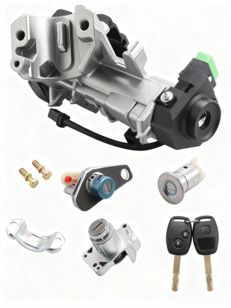 TECTICO Ignition Switch Lock Cylinder Assembly Compatible with Honda Civic 2007-2010 2006-2011 Honda CR-V FIT Odyssey 06350-SAA-G30 35100-SDA-A71, Chip ID46 Immobilizer Keys