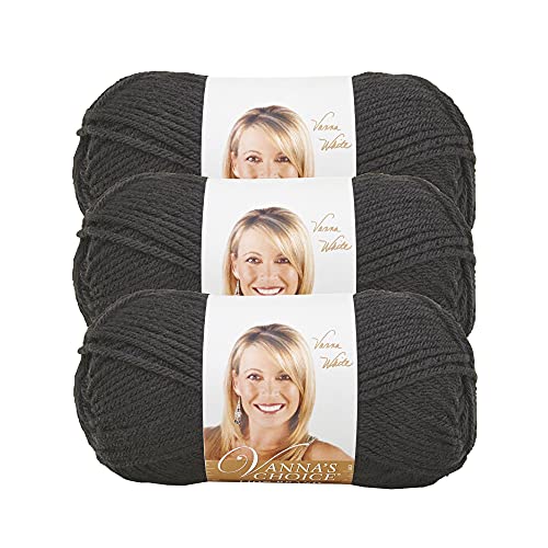 Image of Lion Brand Yarn, Vanna's Choice Crochet Yarn, Black, 3 Pack | Everyday Basic Worsted Weight Acrylic Knit & Crochet Fiber for Blankets, Bags, Sweaters, Hats, Scarves