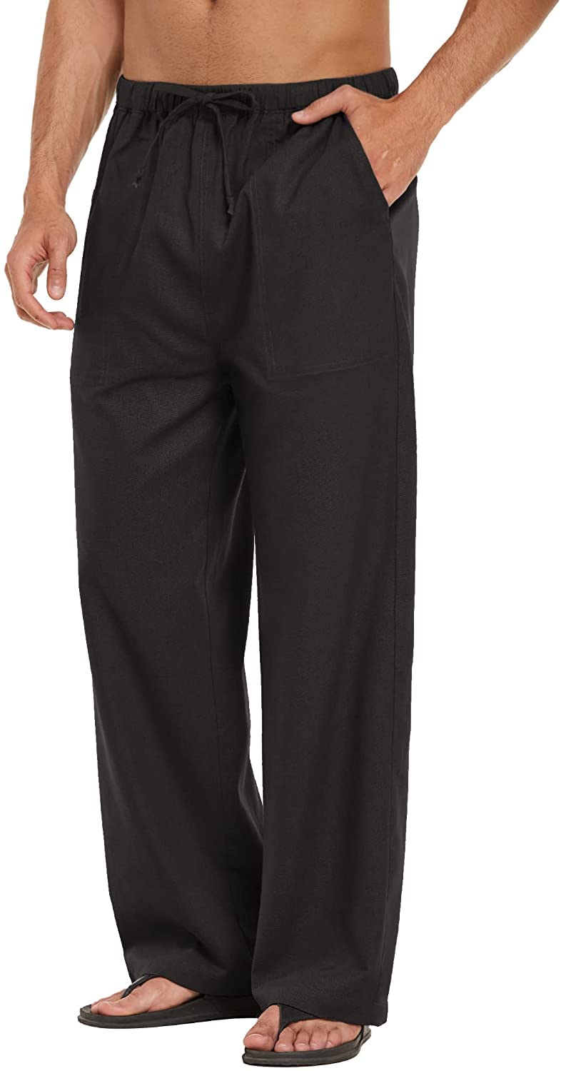 Men's Linen Cotton Comfort Night Western Global Desi Wear Solid Pyjama Pants
