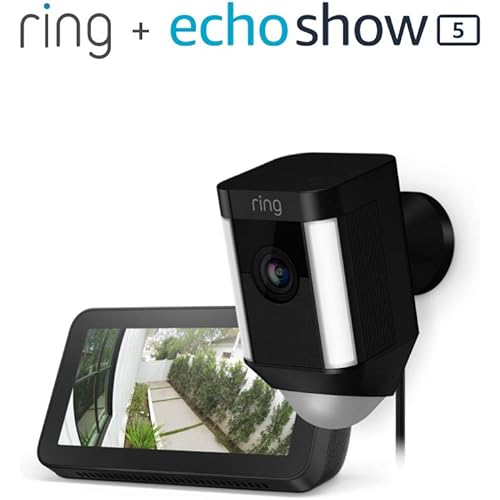 Ring Spotlight Cam Wired (Black) with Echo Show 5 (Charcoal)