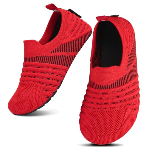 SAGUARO Hausschuhe Kinder, Leichte rutschfeste Slipper, Rot, 28/29 EU