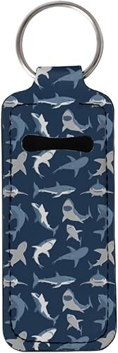 Miniatura 1 de ZDCUSTOM Chapstick - Llavero para niña y mujer, mochila de viaje al aire libre, bolsa de cosméticos, accesorios para lápiz labial, Sharks