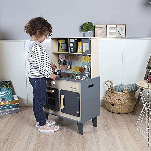 Janod - Mozaïc Big Cooker - Play Kitchen for Children - Children's Kitchen with Sound and Light - Wooden Kitchen with 3… – Bild 7