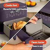 bella 4 Qt TriZone Air Fryer, EverGood™ Ceramic Nonstick Coating, Dual Basket Design w Removable Divider, Digital Touchscreen Control w 6 Preset Cooking Options, 1200 Watt, 3lb Capacity, Plum