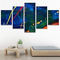 SIGNWIN 5 Panel Canvas Wall Art Modern Art Abstract Brushstroke Closeup Expressionism Expressive Modern Multicolor Oil Painting for Home Decorations Ready to Hang - 60