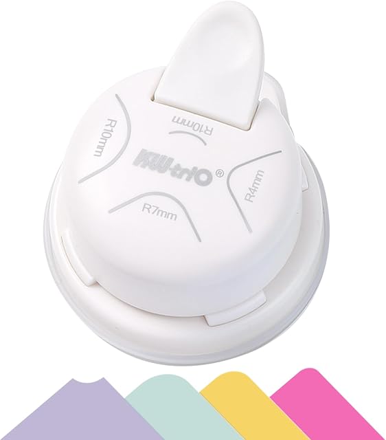 Corner Cutter, Kaluofan 2024 Upgraded 4 in 1 Corner Rounder Punch (Inside Rounded Corner+R4mm+R7mm+R10mm), Corner Punch, Punches for Crafts, DIY Projects, Photo, Card, Scrapbooking Making(White)
