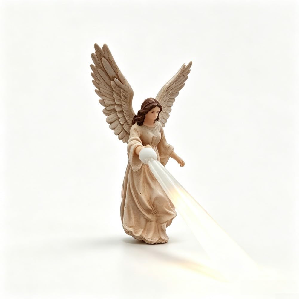 Estatua Ángel Flotante Haz de LED Resina Antivuelco para Estantería