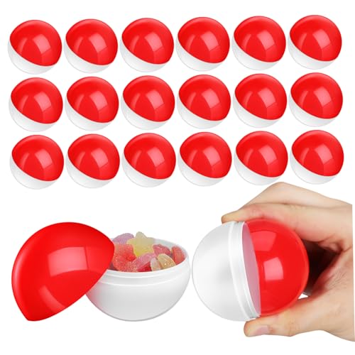 ULTECHNOVO 20 cápsulas redondas vacías para dispensadores automáticos, contenedores de plástico resistente, rellenables para juegos, fiestas, carnaval, regalos de guardería