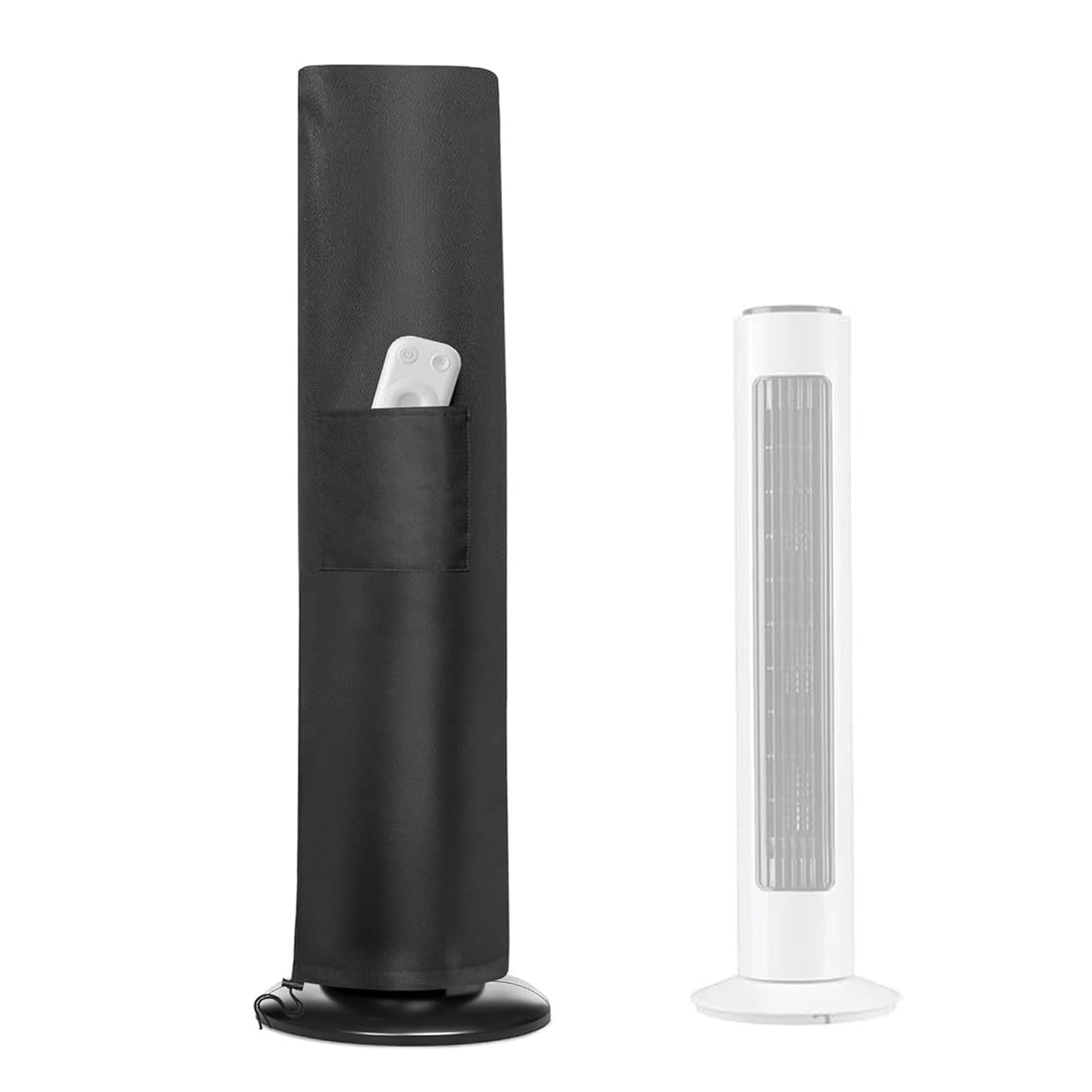 Xhdzsw Black Tower Fan Cover, Waterproof Dustproof Standing Tower Fan Protective Covers, Oscillating Standing Fan Covers With Pocket For Household Bedroom Office (,L13in × H41in)