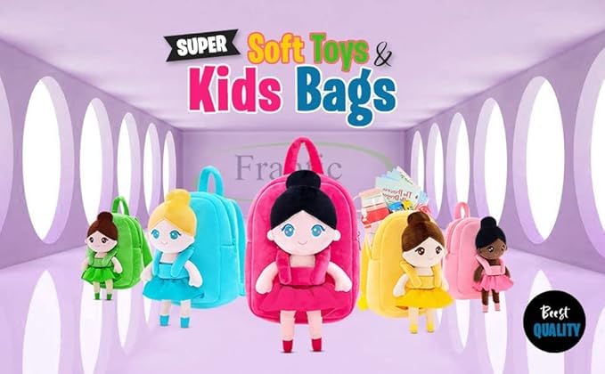 Image of Frantic Kids Velvet School Bag soft plush standard Cute Backpack Baby Girl Preschool Mini Travel Bags Ideal for Baby Girl & Baby Boy & Toddlers Picnic Carry Travelling Bags (2-5 Years)