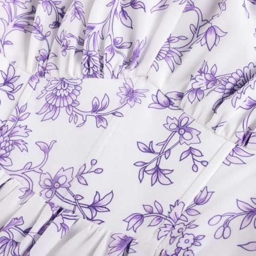 Image of Scarlet Darkness Women's Floral Corset Dress with Split 2026 Summer Spring Square Neck Midi Milkmaid Dresses