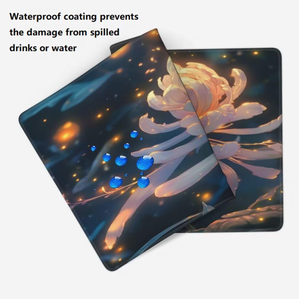 Tappetino Mouse XXL 1000x500mm Crisantemo Grande Mouse Pad, Tappetino Scrivania Grande Mousepad Gaming con Bordi Cuciti, Tappeto Scrivania con Base Antiscivolo per Ufficio e Casa (Onirico) -MP1556