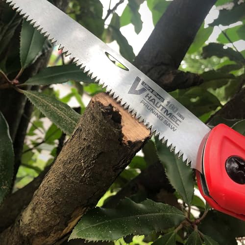 Image of HAUTMEC 7 inch Folding Pruning Saw, Small Hand Saws for Tree Trimming with SK5 Blade & Triple-Cut Teeth, Wood Cutting, Camping, Pocket & Bushcraft