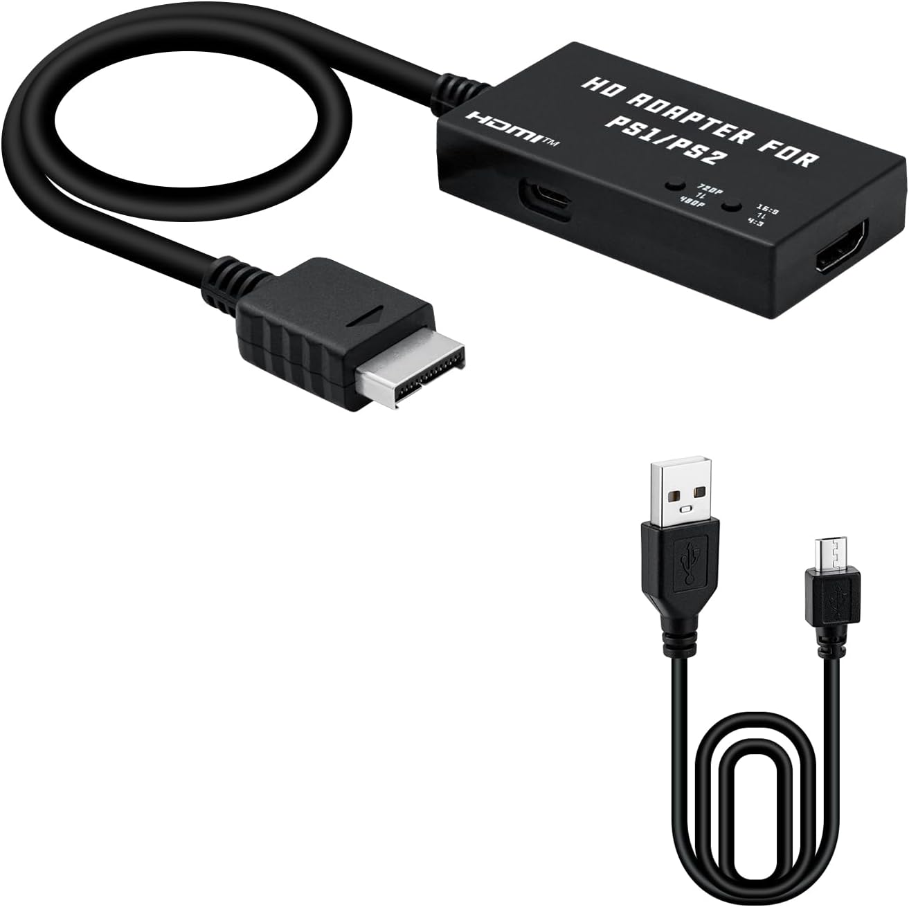 Mcbazel PS1/PS2 Multifunctional HDTV HDMI Adapter Supports 4:3/16:9 Screen Ratio 480p/720p HDMI Converter for PS1/PS2