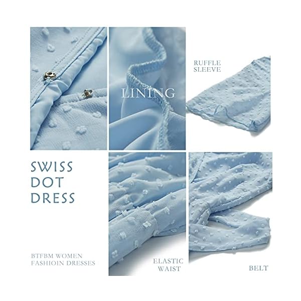 BTFBM Women 2023 Fashion Faux Wrap V-Neck Dresses Short Sleeve High Waist Belt Swing Ruffle Hem Aline Summer Short Dress(Dark Green, Large)